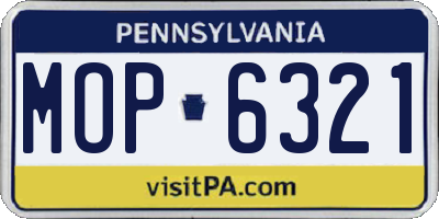 PA license plate MOP6321