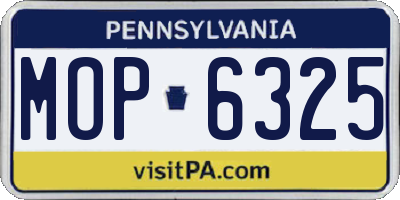 PA license plate MOP6325