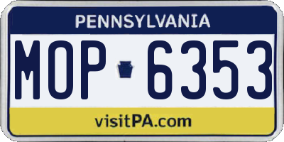 PA license plate MOP6353