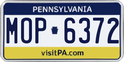 PA license plate MOP6372