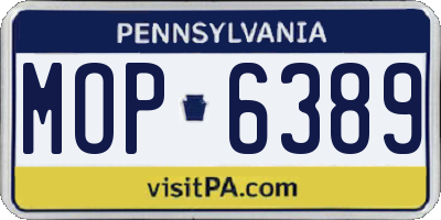 PA license plate MOP6389