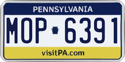 PA license plate MOP6391