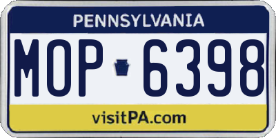 PA license plate MOP6398