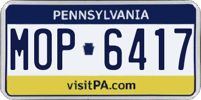 PA license plate MOP6417