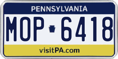 PA license plate MOP6418