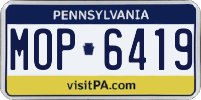 PA license plate MOP6419