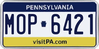 PA license plate MOP6421