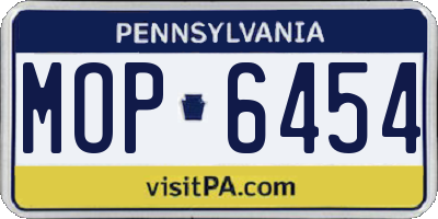 PA license plate MOP6454