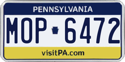 PA license plate MOP6472