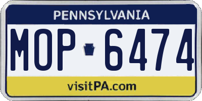 PA license plate MOP6474