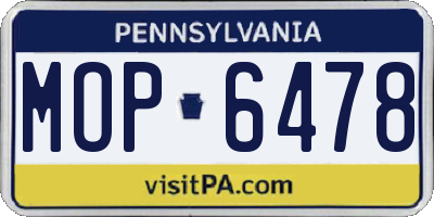 PA license plate MOP6478