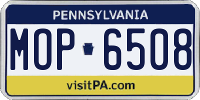 PA license plate MOP6508
