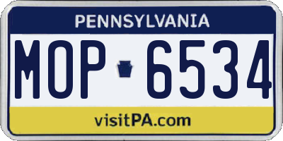 PA license plate MOP6534