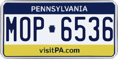 PA license plate MOP6536
