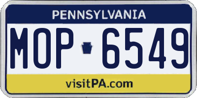 PA license plate MOP6549