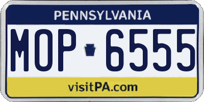 PA license plate MOP6555