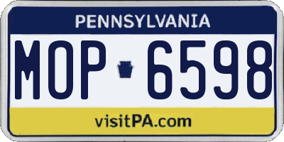 PA license plate MOP6598