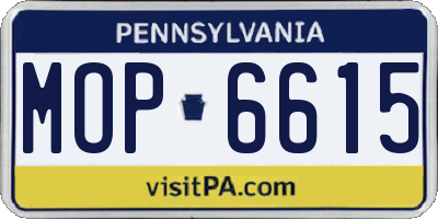 PA license plate MOP6615