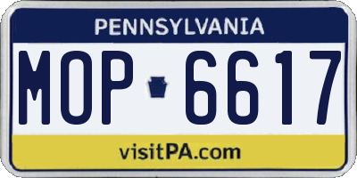 PA license plate MOP6617