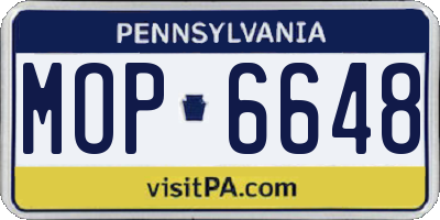 PA license plate MOP6648