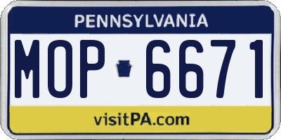 PA license plate MOP6671