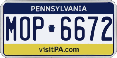 PA license plate MOP6672