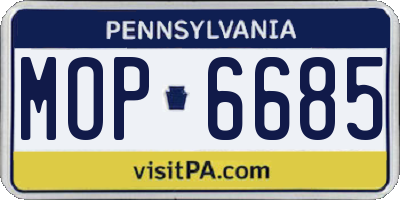 PA license plate MOP6685