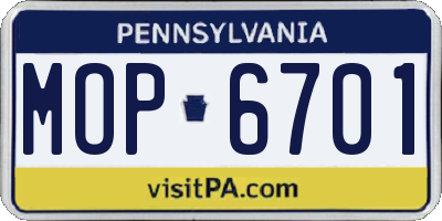 PA license plate MOP6701
