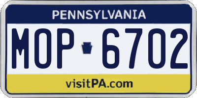 PA license plate MOP6702