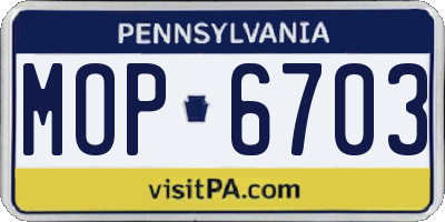 PA license plate MOP6703