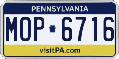 PA license plate MOP6716