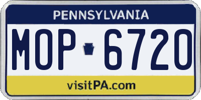 PA license plate MOP6720