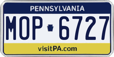 PA license plate MOP6727
