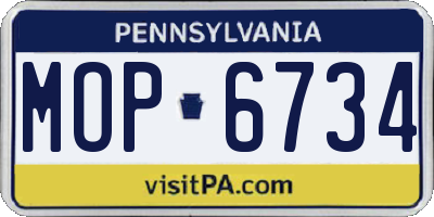 PA license plate MOP6734