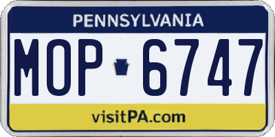 PA license plate MOP6747