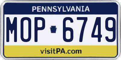 PA license plate MOP6749