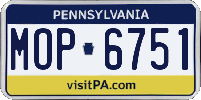 PA license plate MOP6751