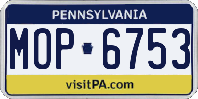 PA license plate MOP6753