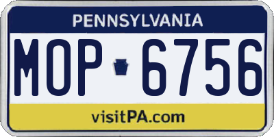 PA license plate MOP6756