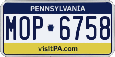PA license plate MOP6758