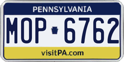 PA license plate MOP6762