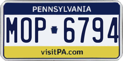 PA license plate MOP6794
