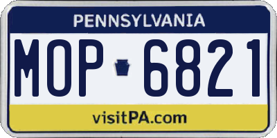 PA license plate MOP6821