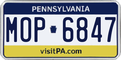 PA license plate MOP6847