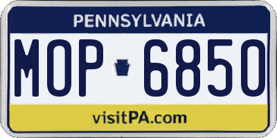 PA license plate MOP6850