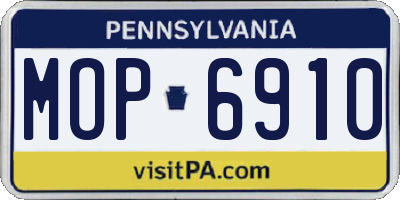 PA license plate MOP6910