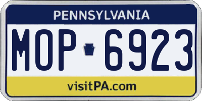 PA license plate MOP6923