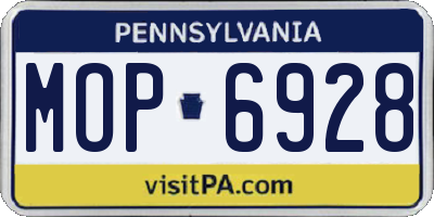 PA license plate MOP6928