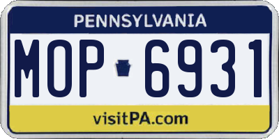 PA license plate MOP6931