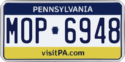 PA license plate MOP6948